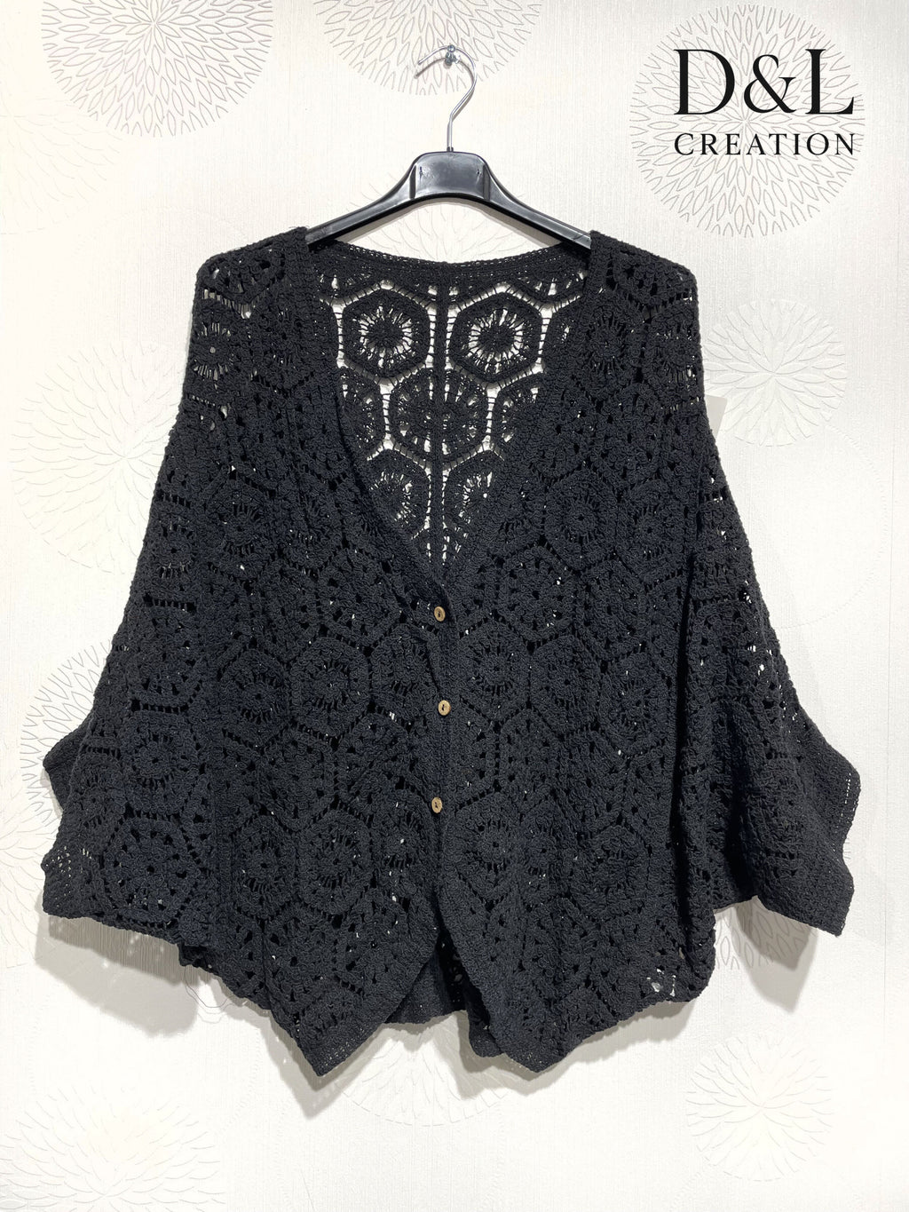 Plus Size Crochet vest with batwing sleeves size 38 to 46