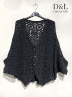 Plus Size Crochet vest with batwing sleeves size 38 to 46