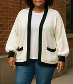Soft ribbed knit cardigan i Stor Storlek