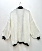 Mjuk ribbad stickad cardigan i Stor Storlek