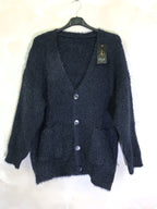 Plus size fluffy cardigan with buttons and pockets