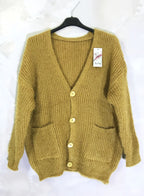 Plus size fluffy cardigan with buttons and pockets
