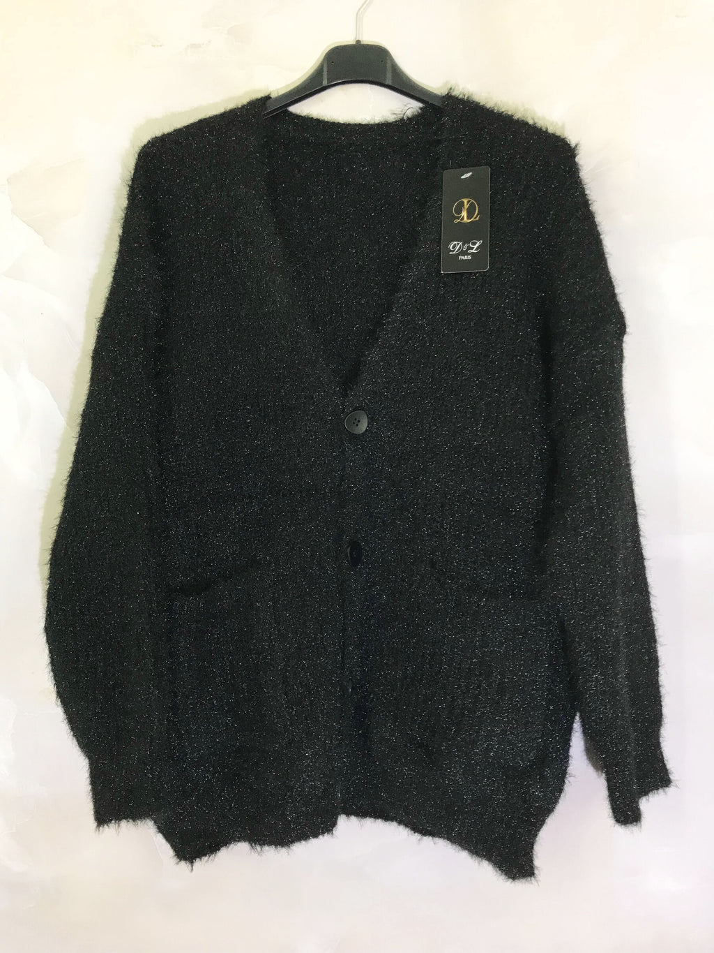 Plus size fluffy cardigan with buttons and pockets