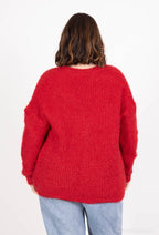 Plus Size Fluffy Cardigan med Knappar och Fickor, Storlekar T38 till T50
