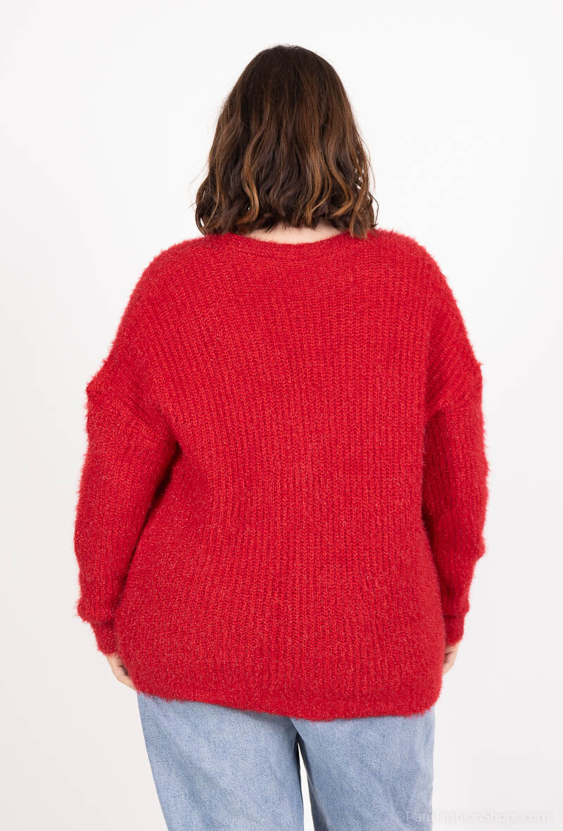 Plus Size Fluffy Cardigan med Knappar och Fickor, Storlekar T38 till T50