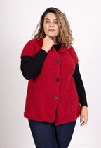 Plus Size Fluffy Korta Ärmar Knäppt Kofta