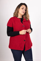 Plus Size Fluffy Korta Ärmar Knäppt Kofta