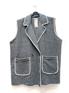 Boiled wool effect vest with topstitching i Stor Storlek