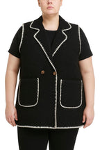 Boiled Wool Effect Vest med Topstitching i Stor Storlek