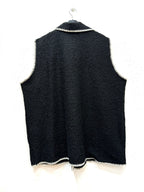 Boiled Wool Effect Vest med Topstitching i Stor Storlek