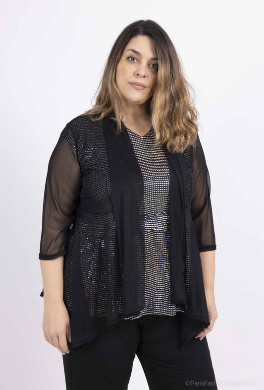 Plus Size Fishnet Vest