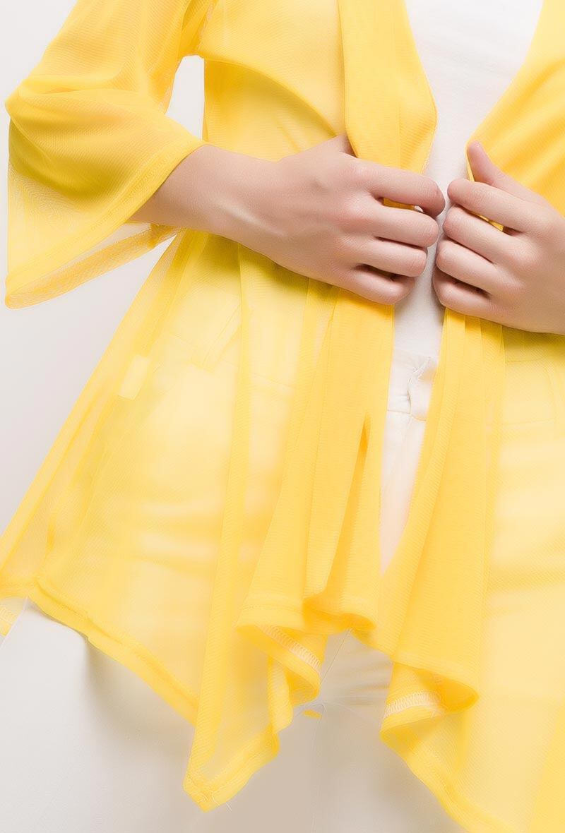 Plus Size Cardigan i Transparent Tyll