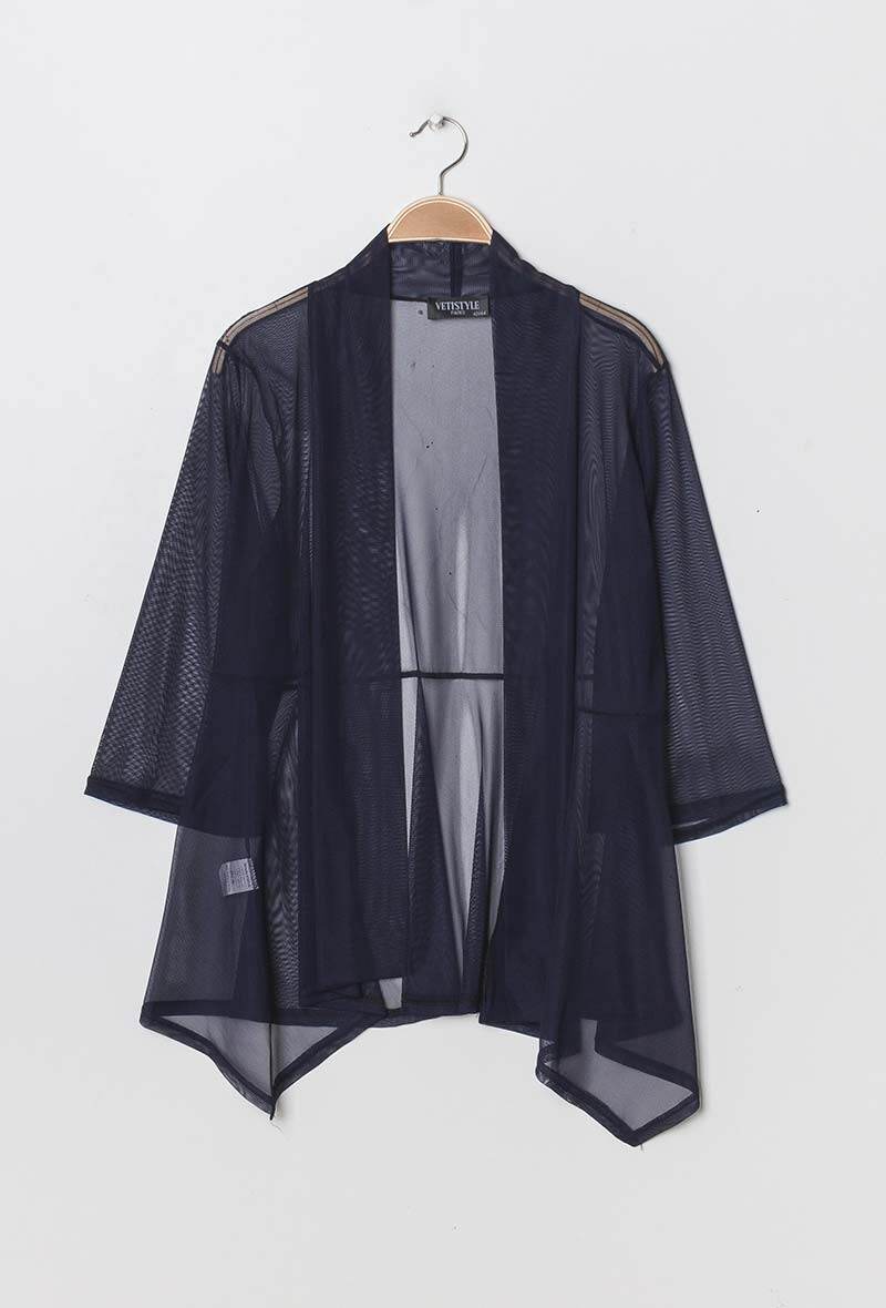 Plus Size Cardigan i Transparent Tyll
