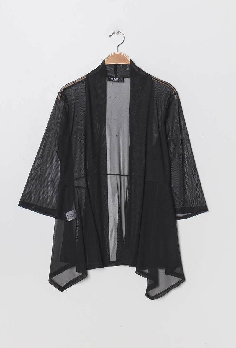 Plus Size Cardigan i Transparent Tulle