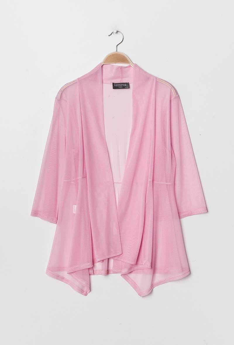 Plus Size Cardigan i Transparent Tyll