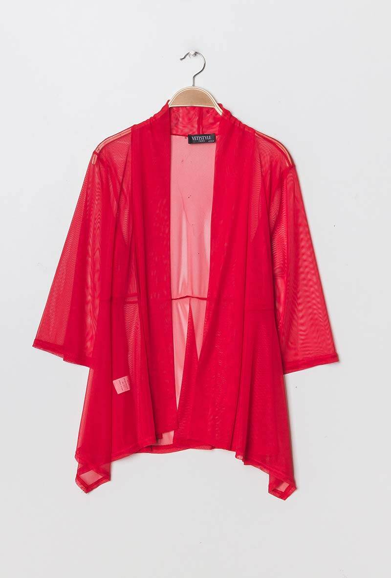 Plus Size Cardigan i Transparent Tyll