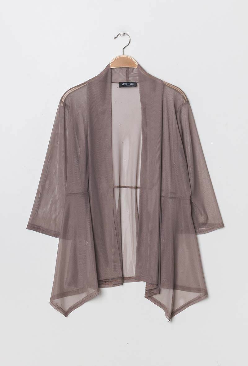 Plus Size Cardigan i Transparent Tyll