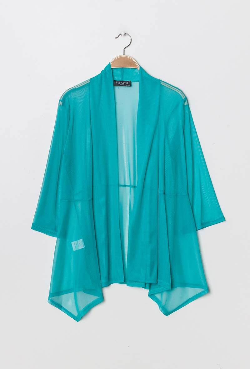 Plus Size Cardigan i Transparent Tyll