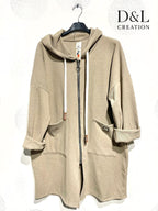 Velvet Hoodie Vest i Stor Storlek