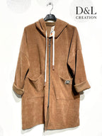 Velvet Hoodie Vest i Stor Storlek