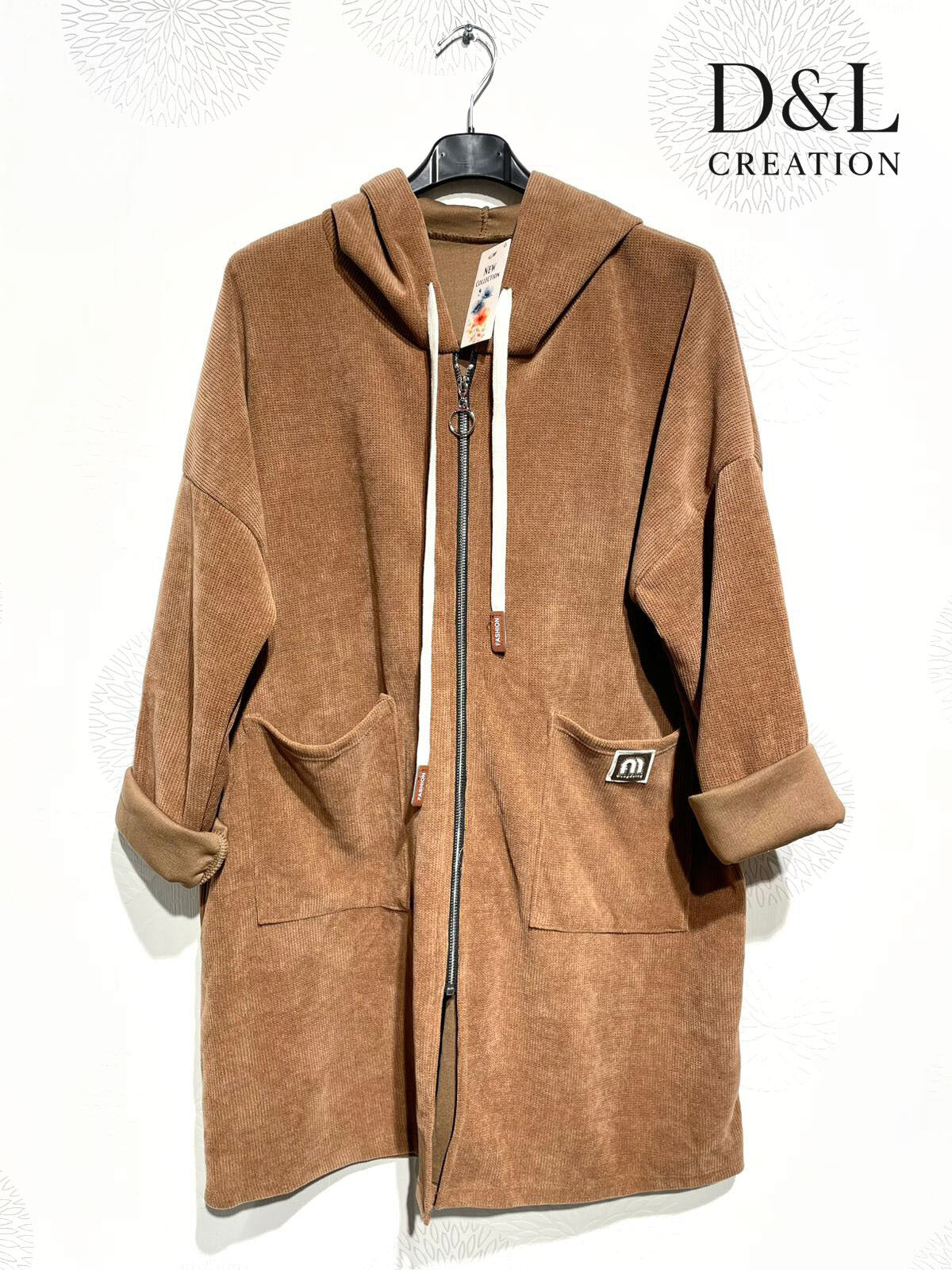 Velvet Hoodie Vest i Stor Storlek