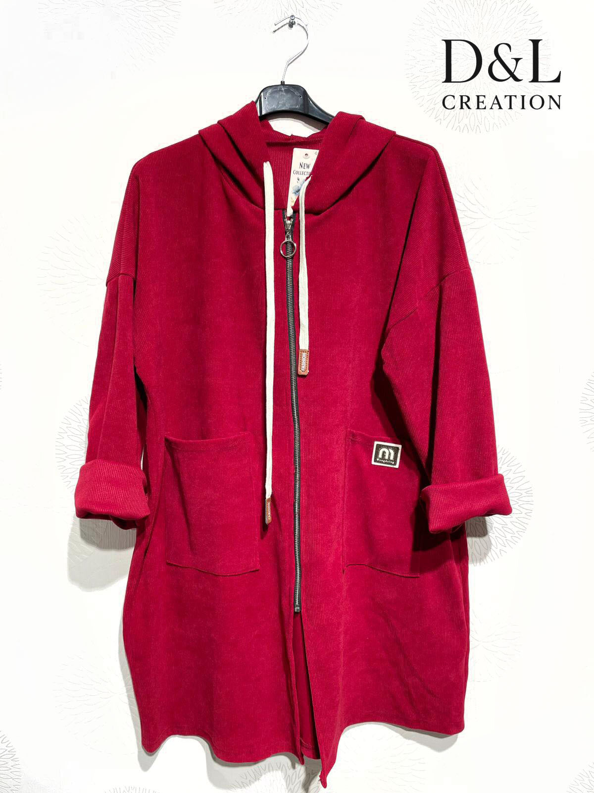 Velvet hoodie vest sizes T38 to T52 i Stor Storlek