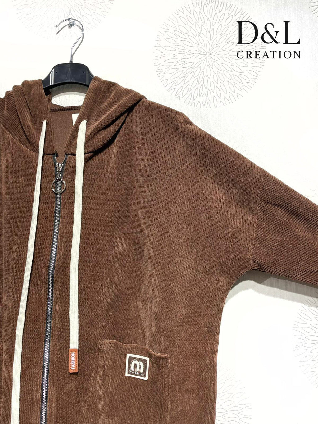 Velvet Hoodie Vest i Stor Storlek