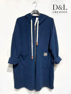 Velvet hoodie vest sizes T38 to T52 i Stor Storlek