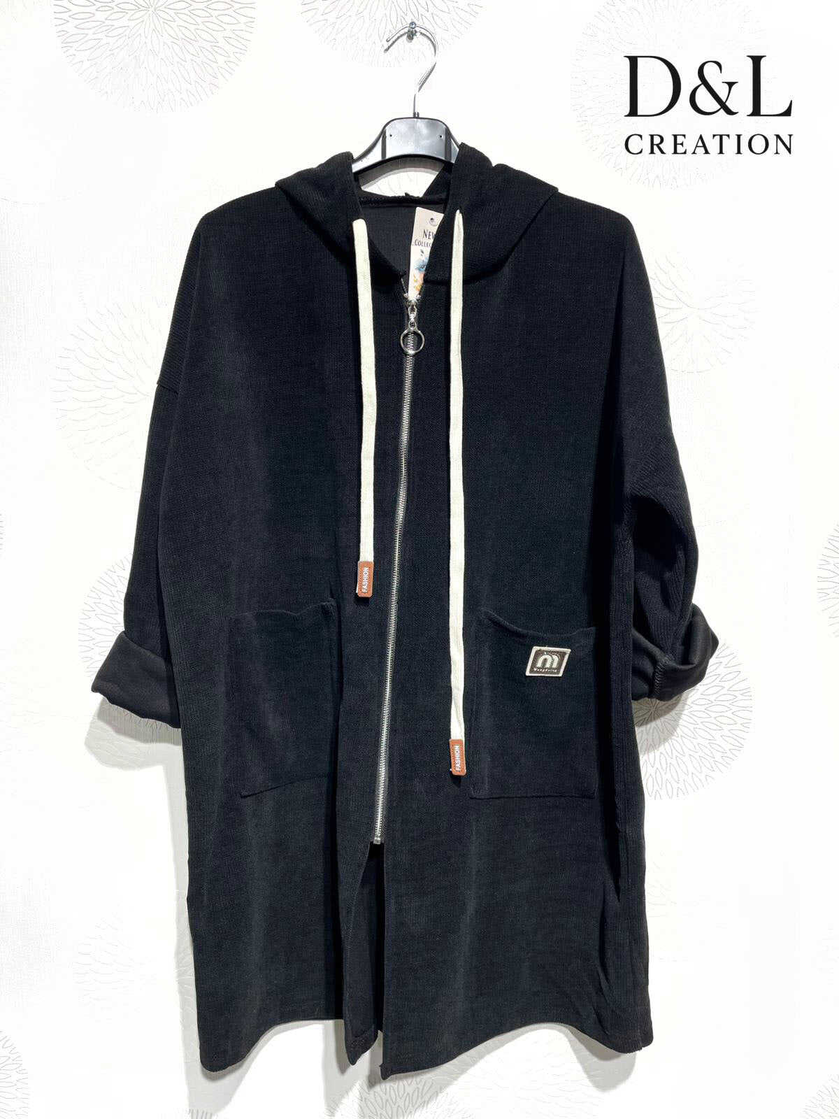 Velvet hoodie vest sizes T38 to T52 i Stor Storlek