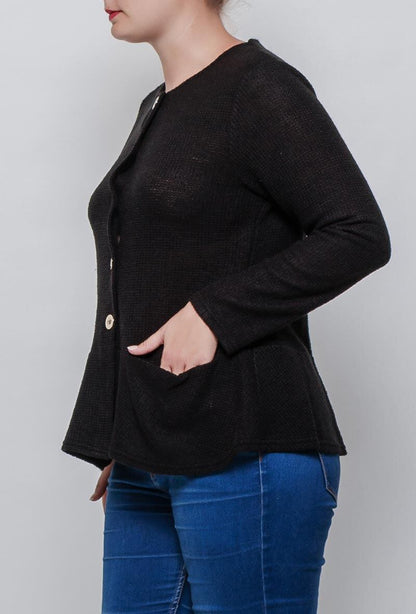 Plus Size Fancy Cardigan med Guldknappar