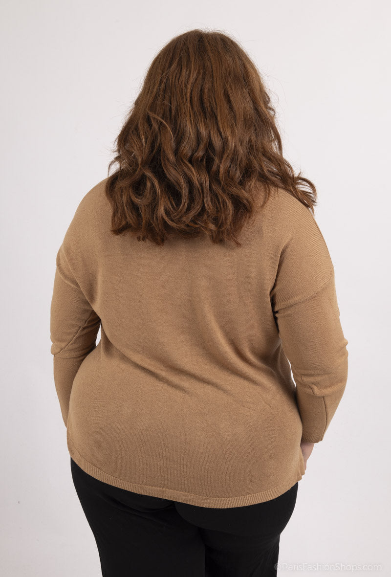 Tunn knäppt väst med fickor i Stor Storlek