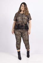 Plus Size Printed vest with lace