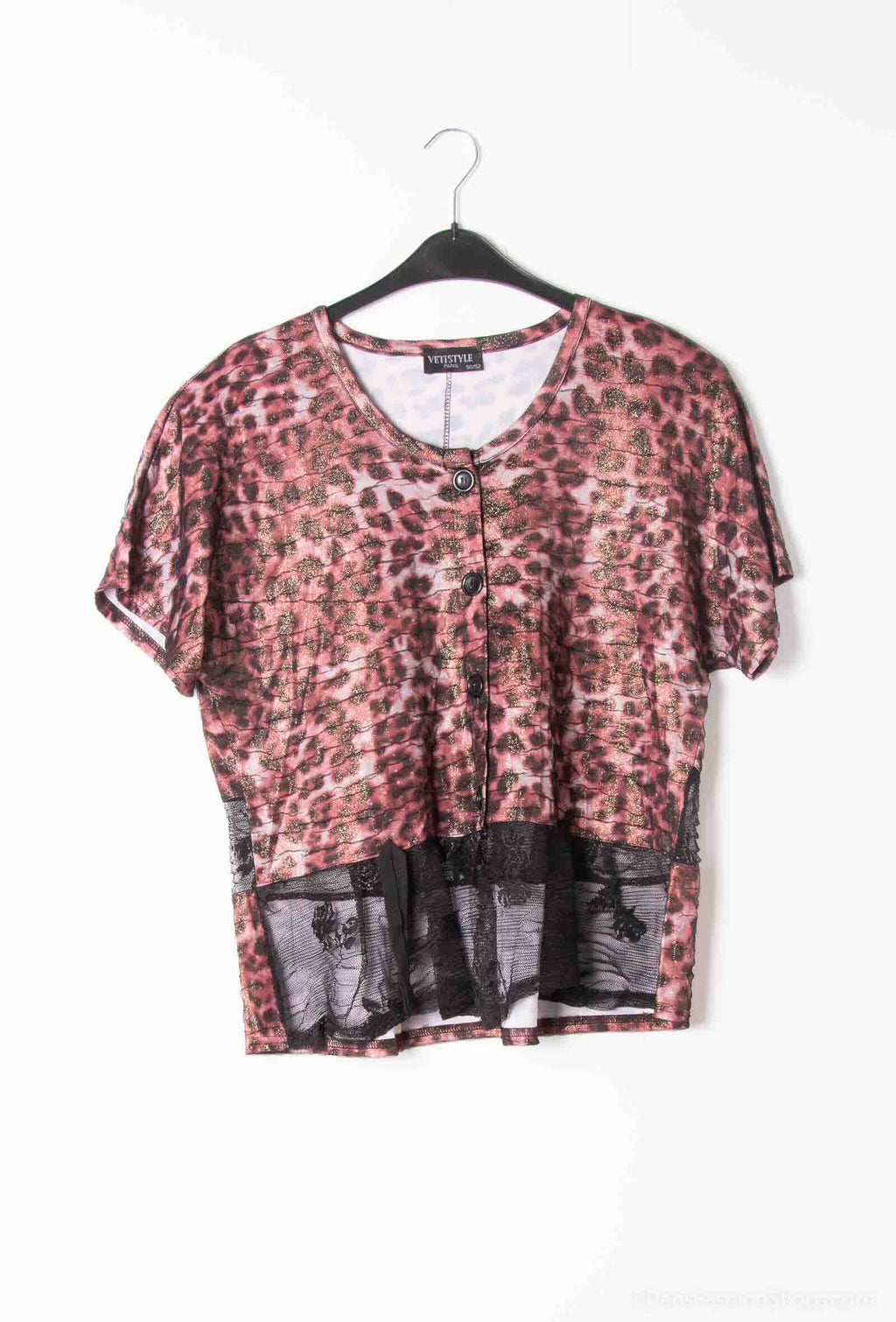 Plus Size Printed vest with lace
