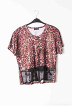 Plus Size Printed vest with lace