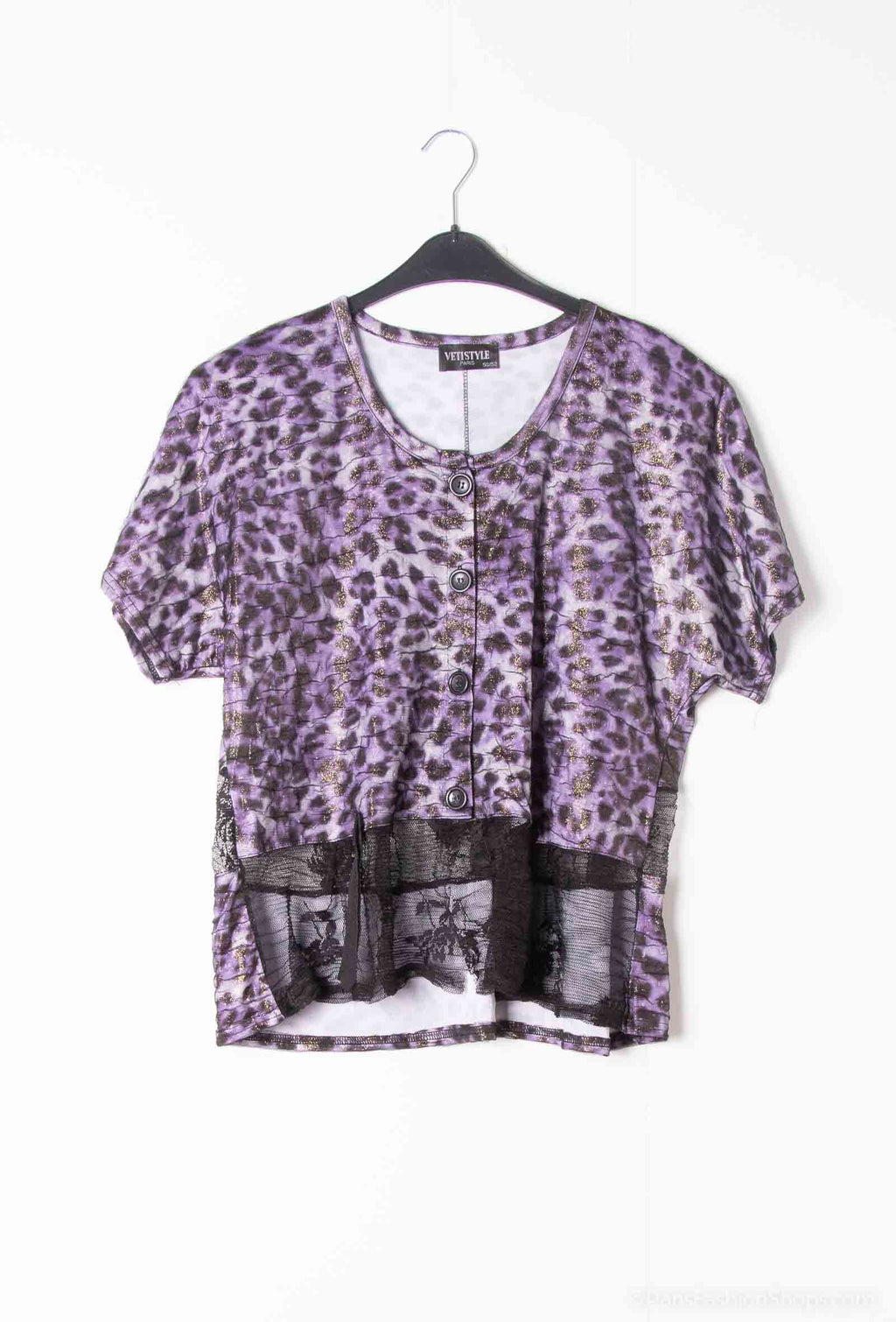 Plus Size Printed vest with lace