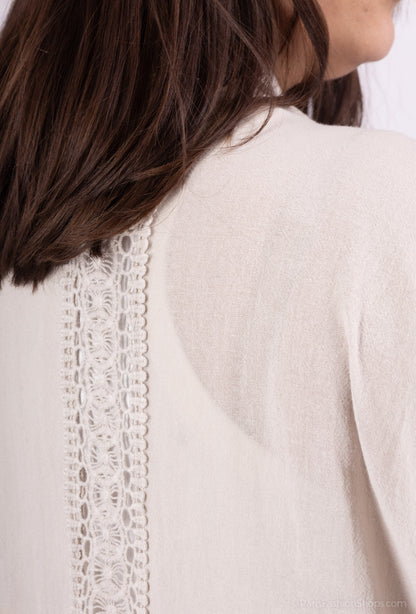 Plus Size Lång Kimono / Cardigan i Blanda av Bomull/Linne