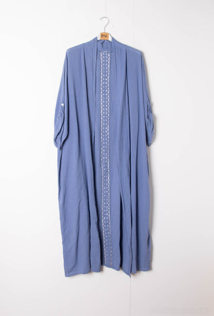 Plus Size Long kimono / cardigan in mix of cotton/linen