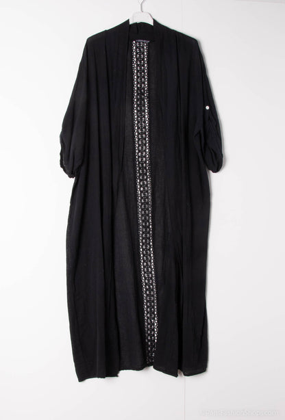 Plus Size Long kimono / cardigan in mix of cotton/linen