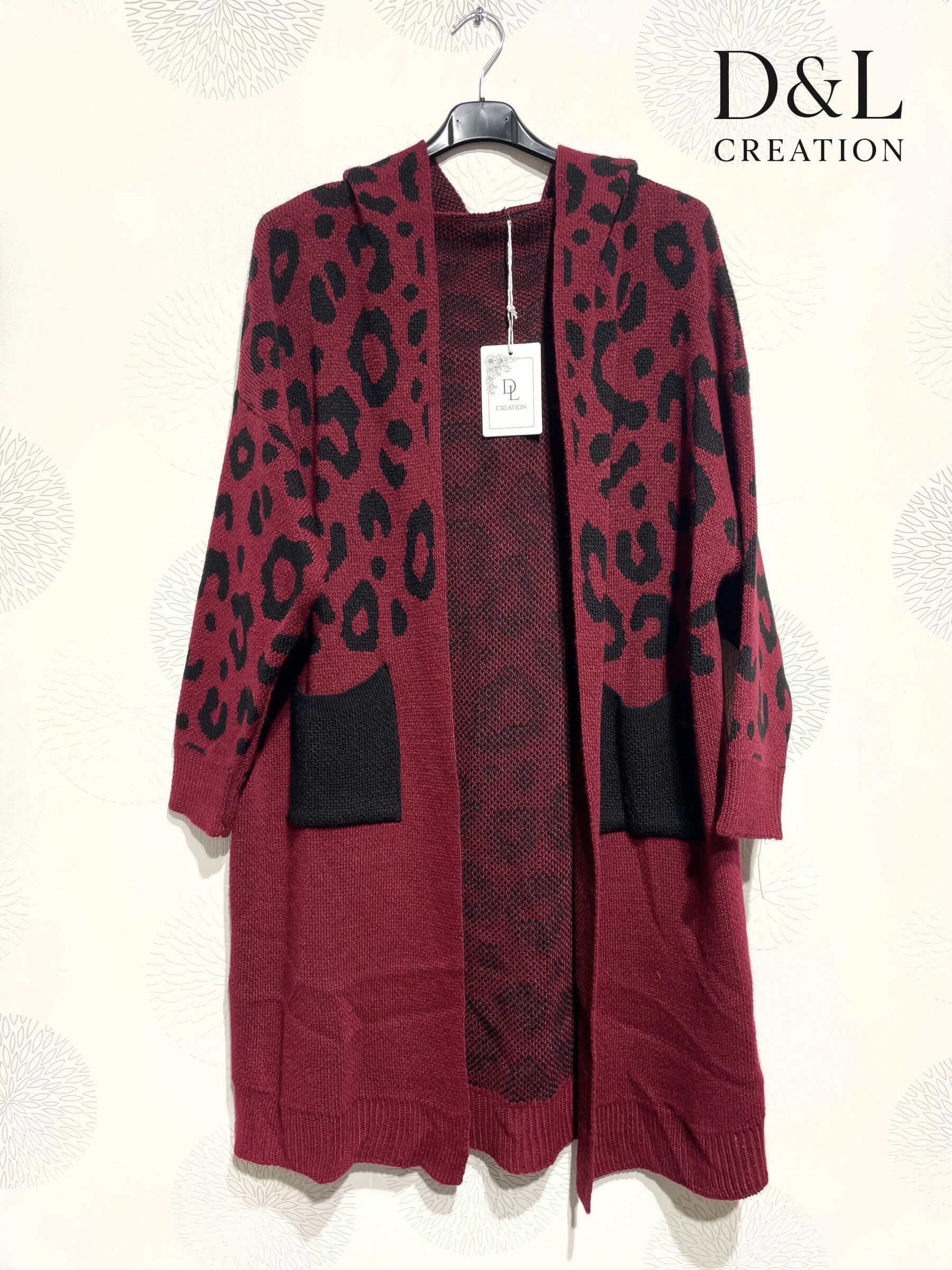 Long leopard hooded cardigan sizes 38 to 52 i Plus Size