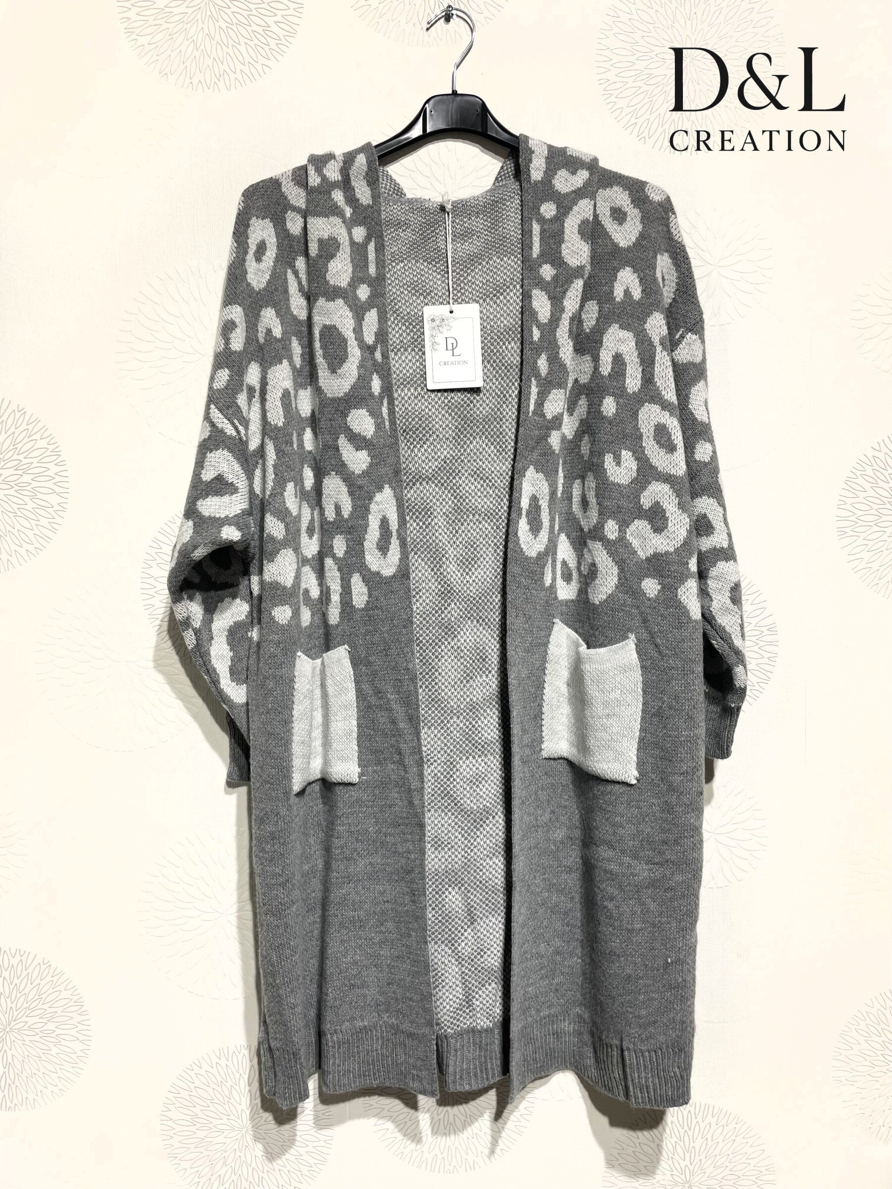 Long leopard hooded cardigan sizes 38 to 52 i Plus Size