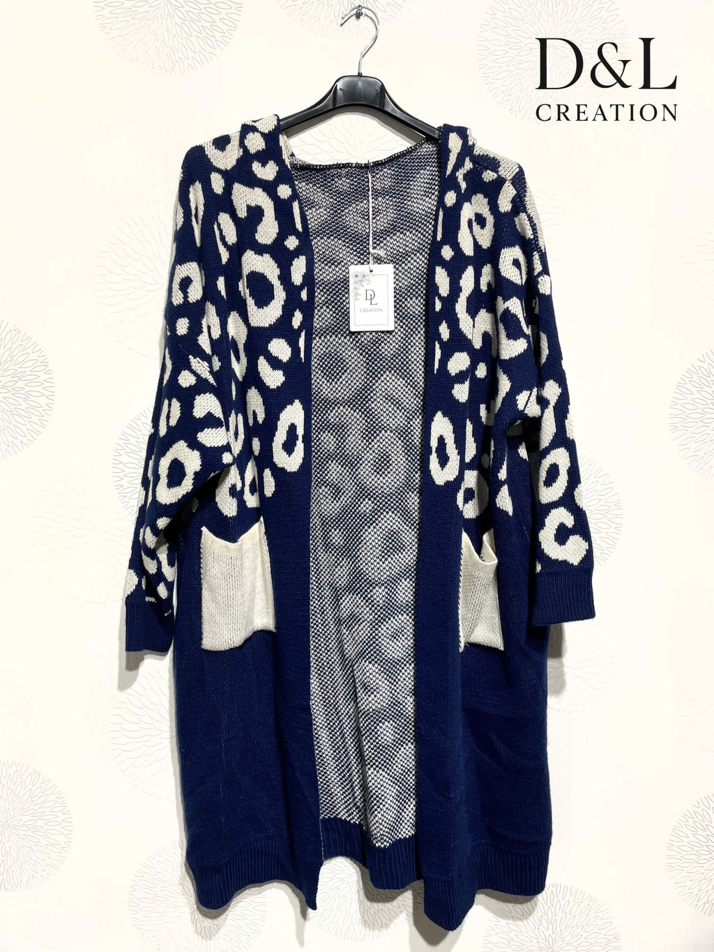 Long leopard hooded cardigan sizes 38 to 52 i Plus Size