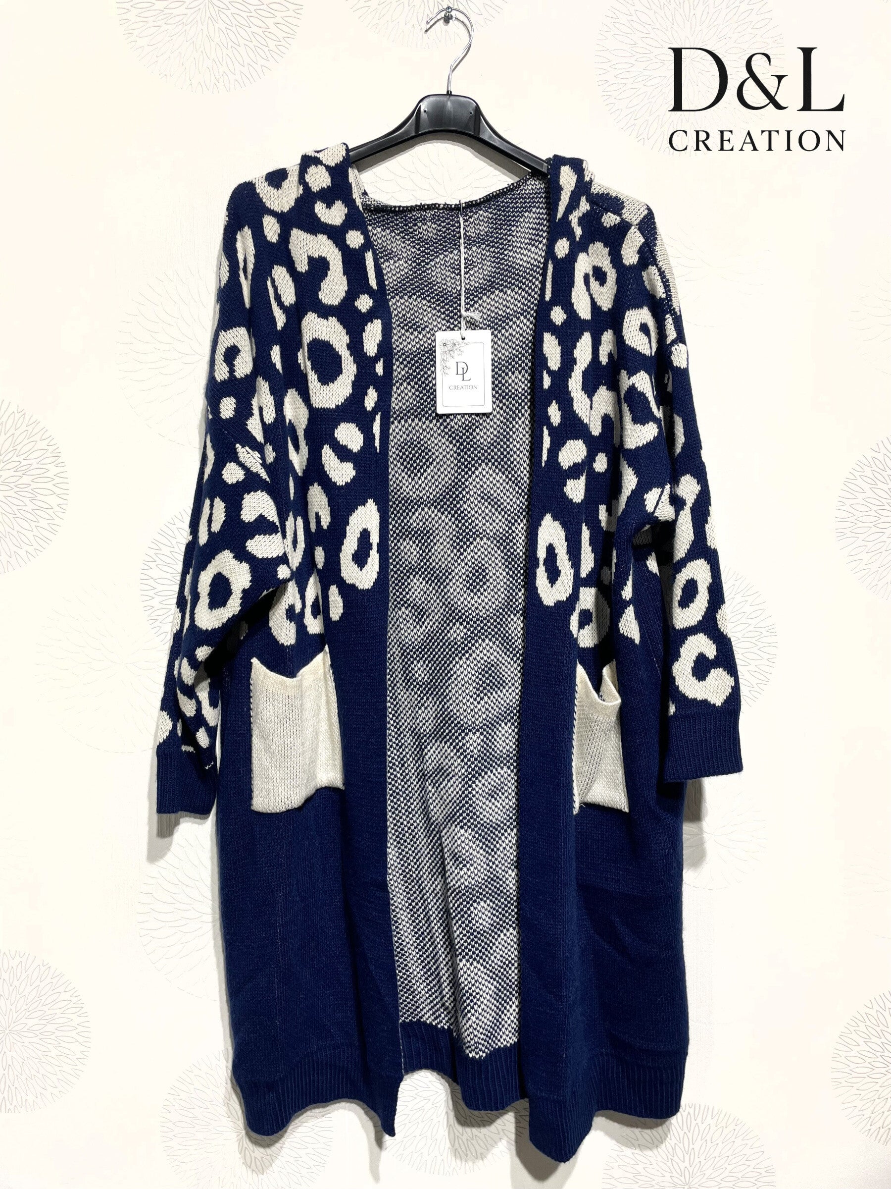 Long leopard hooded cardigan sizes 38 to 52 i Plus Size