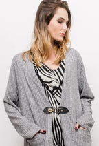 Plus Size Ribbad Lång Cardigan