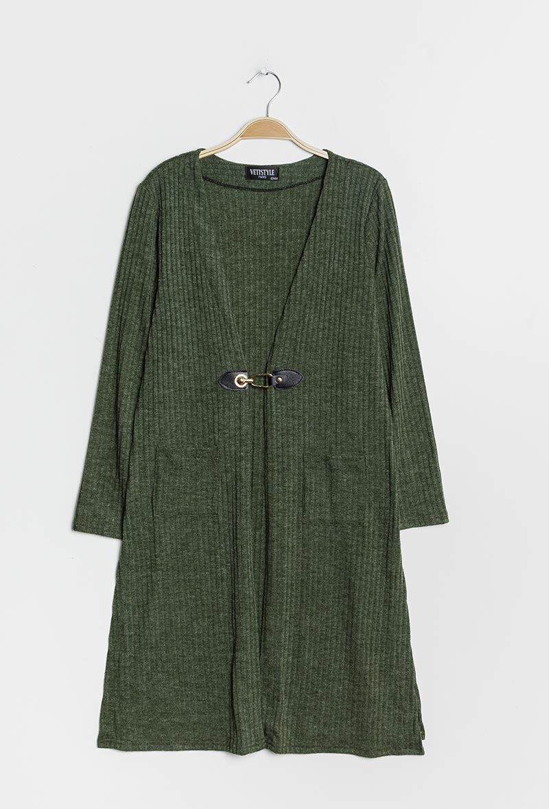 Plus Size Ribbed Lång Cardigan