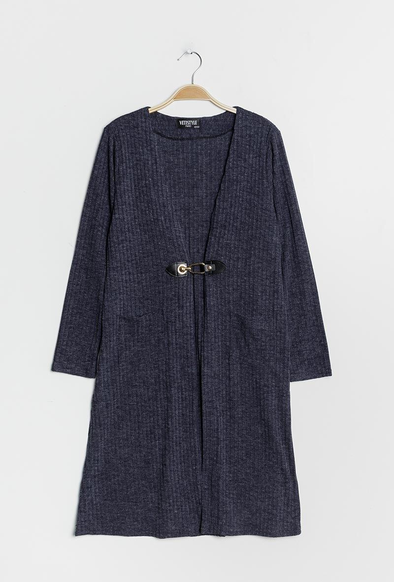 Plus Size Ribbed Lång Cardigan