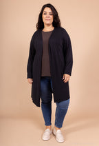 Mjuk lång cardigan med Peace & Love print i Stor Storlek