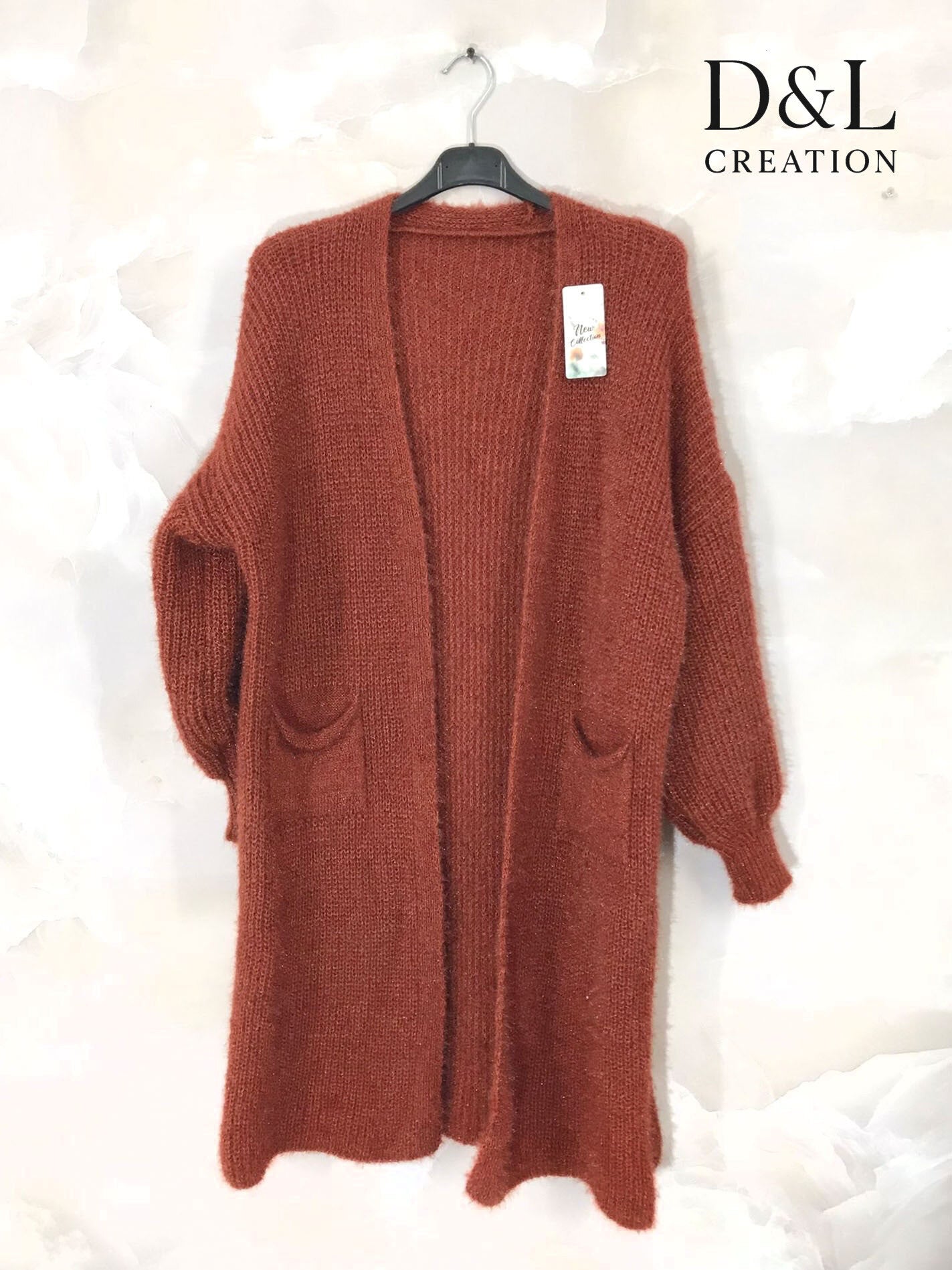 Fluffy long cardigan with pockets