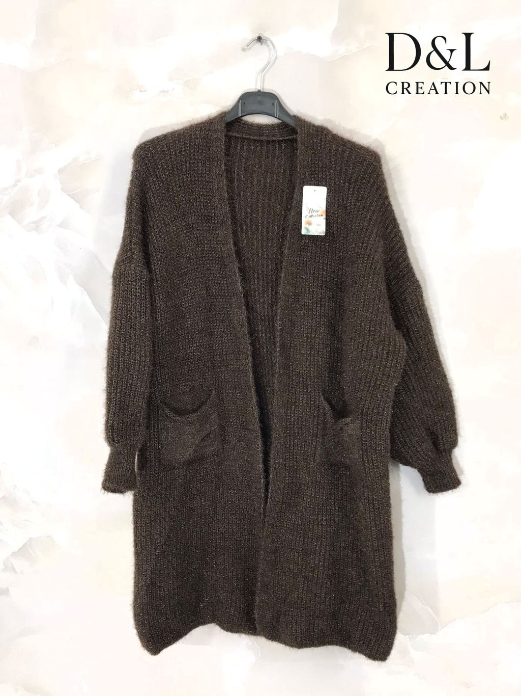 Fluffy long cardigan with pockets