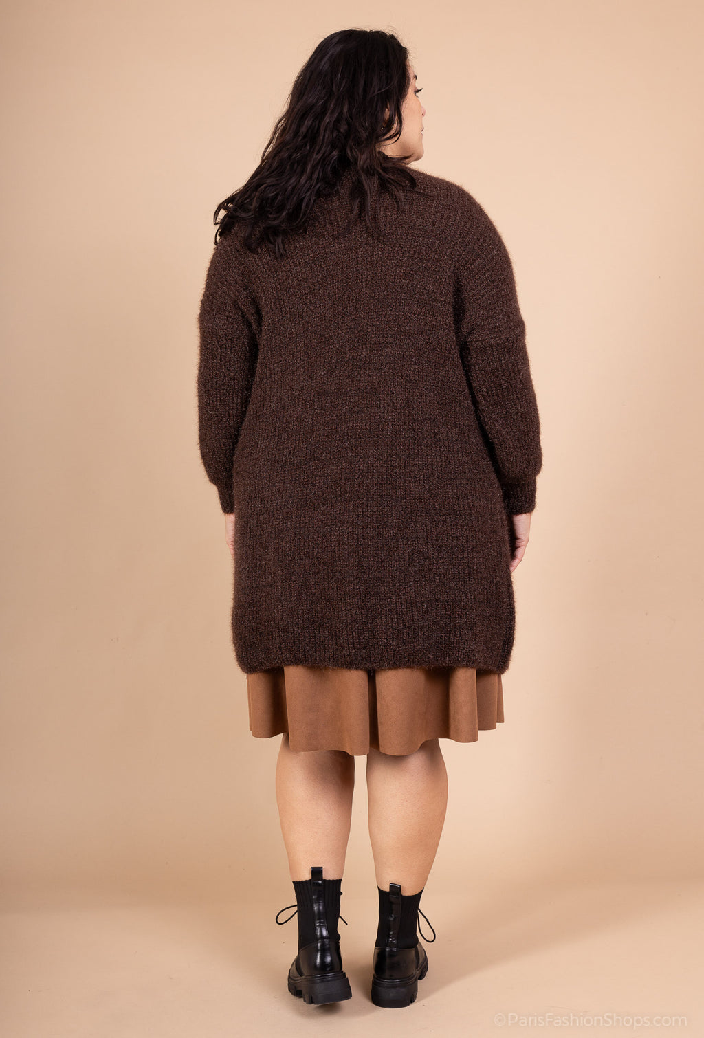 Fluffig lång cardigan med fickor, storlekar T38 till T52 i Stor Storlek