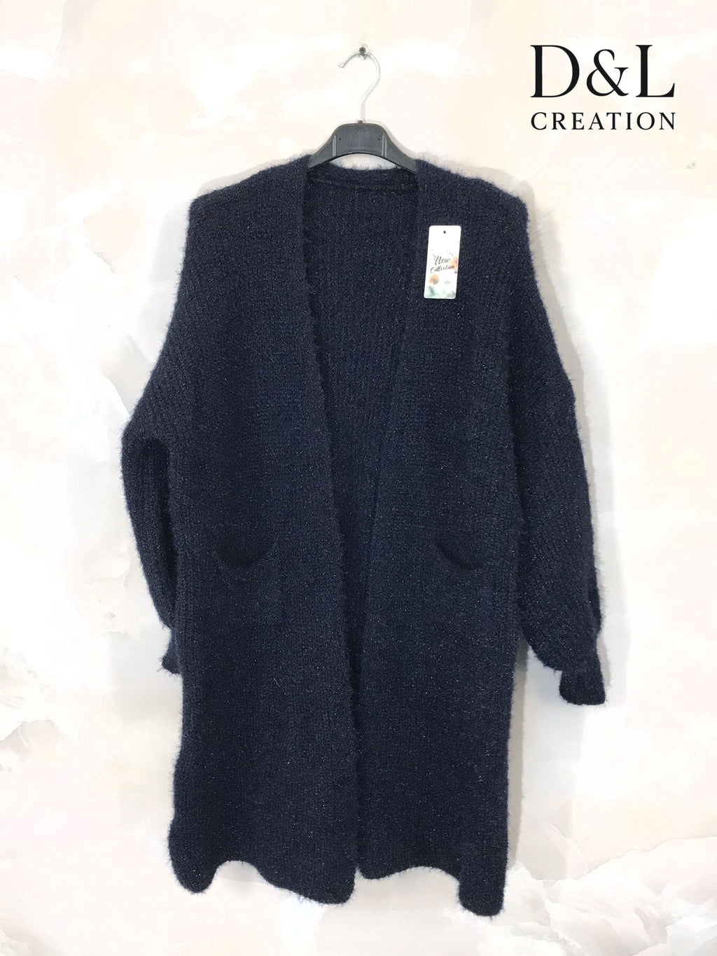 Fluffy long cardigan with pockets